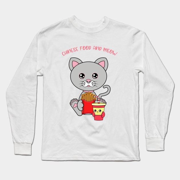 All I Need is fries and cats, fries and cats Long Sleeve T-Shirt by JS ARTE